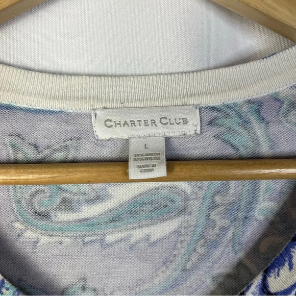 Charter Club Purple & Blue Paisley Button Down Cardigan Sweater L - Picture 4 of 4
